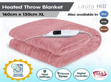 Laura Hill Electric Heated Blanket Throw Soft Coral Fleece w/ 9 Heat Settings - Pink THRG-KH-PK