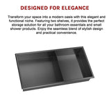 641 x 336 x 101mm Shower Niche Double Shelf Organizer No Tile Needed in Black V63-900751