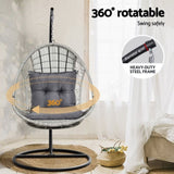 Gardeon Outdoor Egg Swing Chair Wicker Furniture Pod Stand Armrest Light Grey HM-EGG-RAN-S-ARM-LGR