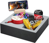 Wooden Couch Cup Holder Tray with Soft Silicone & Rotatable Phone Holder for Storaging Drinks & V178-36125