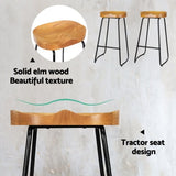 Artiss 2x Bar Stools Tractor Seat 75cm Wooden BA-TW-9090-NTX2