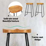 Artiss 4x Bar Stools Tractor Seat 75cm Wooden BA-TW-9090-NTX4