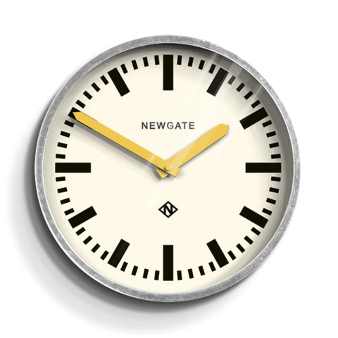 Newgate Luggage Wall Clock Galvanised Yellow Hands V398-NGLUGG667GALCY