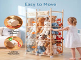 Keezi Stuffed Animal Wooden Toy Holder with Wheels Soft Toy Zoo Cage Stuffy Toy FURNI-Z-TOYCAGE-3T-WD