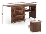 Artiss Folding Sewing Table Sewing Machine Desk Multi-functional Rolling Work Table Craft Station FUR-S-SWT-118-BR