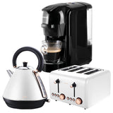 Pronti 3-in-1 Breakfast Set Kettle, 4-Slice Toaster and Pronti HomeMaid Coffee Machine Applianc KT-TS-C511-WH
