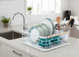 CARLA HOME Dish Drying Rack with Wooden Handles, Removable Cutlery Holder & Drainboard for Kitchen LSB-36323