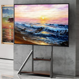 2 Tiers Black Shelves Heavy Duty Universal Tv Floor Stand For 32-75 Inches V767-U-Z1187