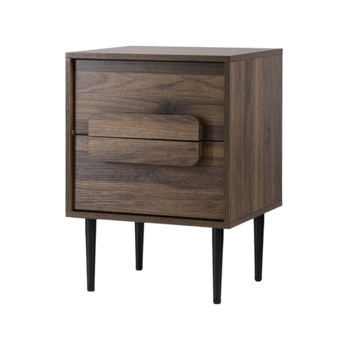 Artiss Bedside Table Nightstand 2 Drawers - Walnut FUR-T-BS-02-WAL