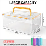Acrylic Paint Storage Box for 2 Fl. Oz Paints, 48 Bottles Capacity, Brushes Craft Organizer with V1192-AZ-W-23037