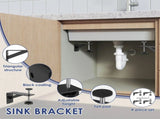 4 Pcs Undermount Sink Brackets, Heavy Duty Adjustable Iron Support Brackets, Black 11cm V1188-MS-721-132