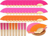 36 Pcs Pink and Orange Party Hand Fan with Gift Bags Decorative Bamboo Folding Fans Bulk Thanks for V1258-DP02-C-2270