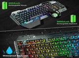 104 Keys Wireless Gaming Keyboard Mouse SetMouse Pad, RGB LED Backlit PC/Laptop Black-Rainbow V201-W10877049
