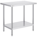 Stainless Steel Prep Table, 24 x 36 x 34 Inch, Heavy Duty Metal Worktable with 3 Adjustable Height V952-CFBXGGZTLCWJOPMIYV0