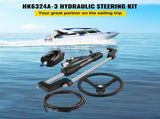 Hydraulic Boat Steering Kit, 300HP Steering Kit Helm Pump, Cylinder, Wheel, 24 Feet Hose V952-YYDJHK6400A-3TJ24V0