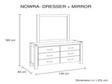 Dresser with 6 Storage Drawers in Solid Acacia & Veneer With Mirror in Chocolate Colour V43-DRS-NOW-CH