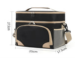 Black Dual Layer Insulated Lunch Bag 12L Large Capacity Cooler Tote with Adjustable Strap Leakproof V888-ELOSUNG40708