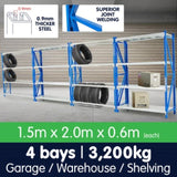4 Bay Garage Storage Steel Rack Shelving 6.0m 800kg 4XLS-150