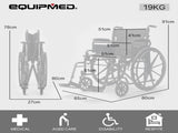 Equipmed 24 Inch Folding Bariatric Wheelchair, XL Wide Design, 136kg Capacity, Park Brakes, V219-HELWLCEQS24A