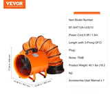 Portable Ventilator, 304.8mm/12inch Heavy Duty Cylinder Fan with 10m Duct Hose, 367W Strong Shop V952-BXS550W1012IN2YW8V3