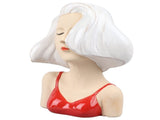 Girl Face Vase Modern Decorative Sculpture Ceramic Head Flower Vase for Living Room Bedroom Office V1294-YM0706-3115230067111