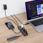 Simplecom CH375C USB-A and USB-C to 7-Port USB 3.0 Hub 5Gbps Individual Switches and Power Adapter V28-SIMCH375C