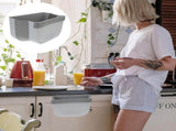 Wall-Mounted Hanging Garbage Bin in Light Grey Plastic, Space-Saving Trash Can for Home and Kitchen V1192-AZ-W-32745