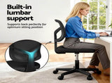Artiss Armless Office Chair with Wheels, Ergonomic 360&deg Swivel Home Office Desk Chair, Height OCHAIR-M-2421-BK