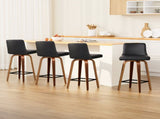 Artiss 4x Bar Stools Swivel Leather Padded Wooden BA-TW-8836-WALX4-AB
