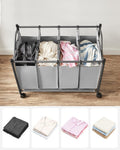 SONGMICS Laundry Basket with 4 Removable Laundry Bin on Wheels Gray V227-8498101001490