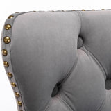 4x Height Adjustable Swivel Bar Stool Velvet Nailhead Barstool with Footrest V226-SW1812GY-2