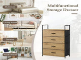 CARLA HOME 4 Drawer Tallboy Large Storage Cabinet - Brown - Rustic - Steel - Chest Drawers Tallboy V178-36454