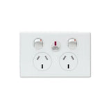 Legrand Double Power Point Flush Mount Standard 10A 240V 1 Pole Horizontal 1 Extra Function Hole V1202-V1-LEGED777XWE