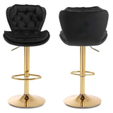SERENIT Swivel Bars Set of 2 Counter Height Barstools with Back Velvet Upholstered Adjustable V255-GP2210R-BLACK