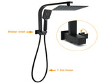 WELS Matt Black 8" Shower Head 3 Modes Handheld Gooseneck Arm Square 2in1 Set Twin Taps V1233-A702BHS002M4CBKSS108BCPF0272BK