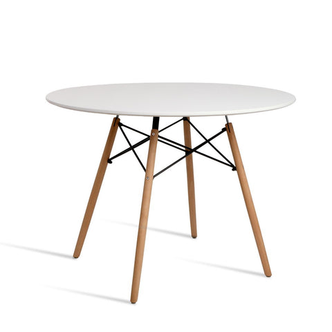 Artiss Dining Table Round White 4 Seater 100CM BA-BB-DSW-TAB100-WH