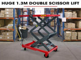 T-REX 300KG Hydraulic High Lift Double Scissor Trolley, 1.3M Max Platform Hgt, Heavy-Duty, for V219-VHWLFCTRH3HA