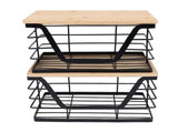2PCS Metal Trash Bag Holder with Wood Lid Wall Hanging Or Desktop Garbage Bag Roll Dispenser Large V1294-YM0901-3117250131011