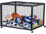 Rolling Sports Ball Storage Cart, Basketball Cage with Double Lids, Sport Equipment Holder Organizer V952-QL363026YCTJW44KTV0