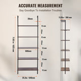 VEVOR Industrial Square Pipe Shelf 5 Tier 64x30x182.5cm Wall-Mount for Bedroom V952-JSGZWJFGHMBHOYOVAV0