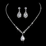Elegant Teardrop Jewelry Set - Sparkling Necklace and Earrings, adorned with crystal accents, made V1102-SDXLTZ001