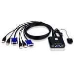 Aten Petite 2 Port USB VGA KVM Switch with Remote Port Selector - 0.9m Cables Built In V177-L-KVA-CS-22U