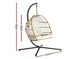 Gardeon Foldable Outdoor Swing Chair with Stand Cushion Rattan Patio Furniture HM-EGG-ROPE-XD-S-YE
