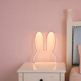 Pink 29x30cm Adorable Bunny LED Wall Night Light - USB Powered Warm White Lamp for Kids Room Decor V888-ELOSUNG28100