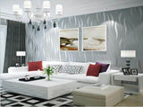 Clearance! Room Decor Silver 3D Non-Woven Wave Stripe Embossedpaper Rolls Living Room Decor 10M V1370-AZ4-17373