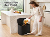 Cefito 20L Trash Bin Steel Pedal Bins Soft Close Kitchen Rubbish Waste Can Black RB-20L-1C-BK