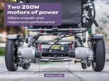 EQUIPMED Power Electric Wheelchair, Long Range, Airline Approved, Alloy, Remote Control, Lithium V219-HELWLCEQPKS8A