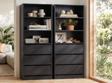 Artiss 2x Chest of 3 Drawers Tallboy Cabinet Black FURNI-L-CDR-3D3S-BK-ABX2
