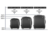 Wanderlite 3 Set Luggage 20-24-28 Inch with Zipper Lock Carry On Hard Shell Travel Suitcase Luggage LUG-ABS-ECO-3SET-BK