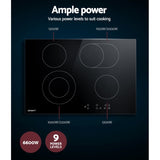 Devanti Electric Ceramic Cooktop 77cm CCT-B-4E-6Z-TOUCH-BK